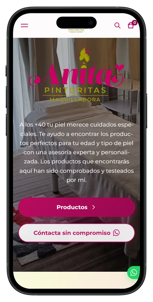 Vista en movil del proyecto Anita Pinturitas